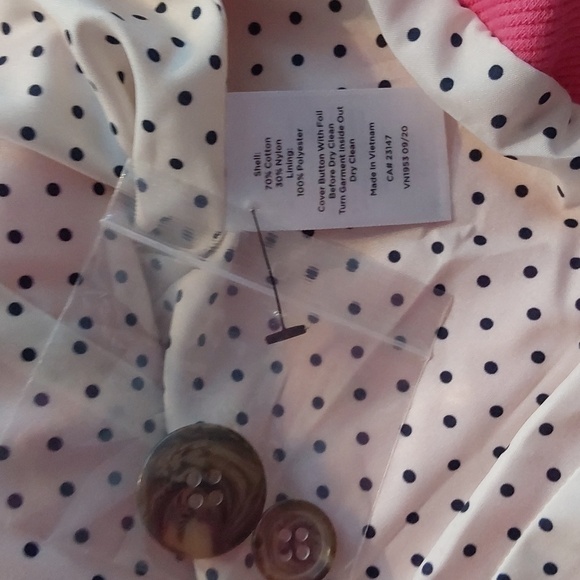 Talbots- Womens Pink Blazer/Suit Jacket Black & White Polka Dot lining Sz.12 - Picture 10 of 10